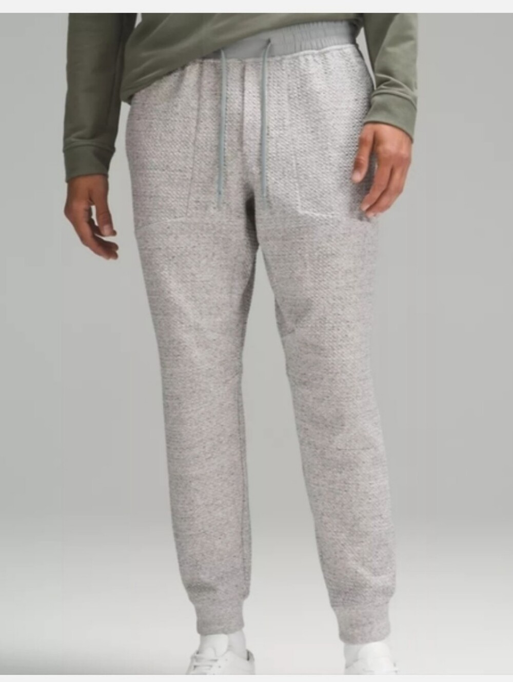 Lululemon at Ease Jogger Waffle Sweatpants Heather Melody Light Grey Mens XXL